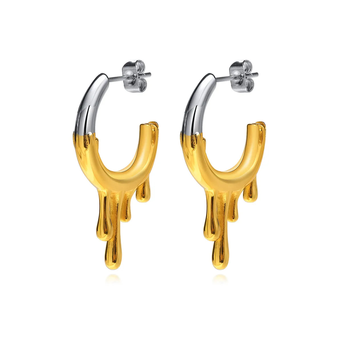 Fashion Water Droplets Stainless Steel Earrings Plating Stainless Steel Earrings