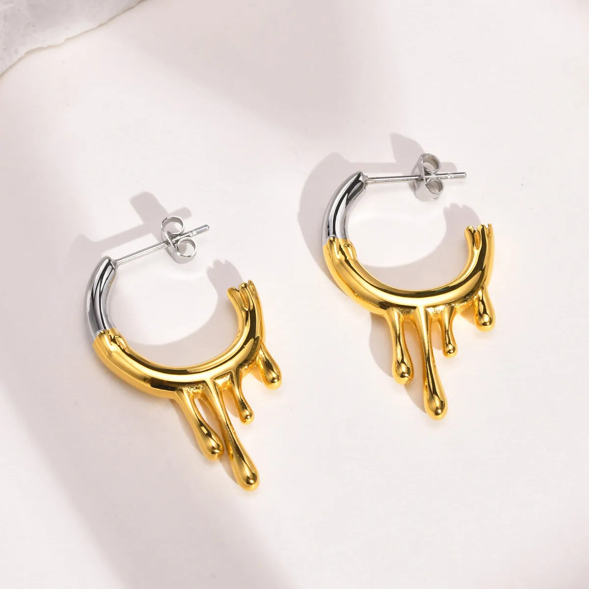 Fashion Water Droplets Stainless Steel Earrings Plating Stainless Steel Earrings