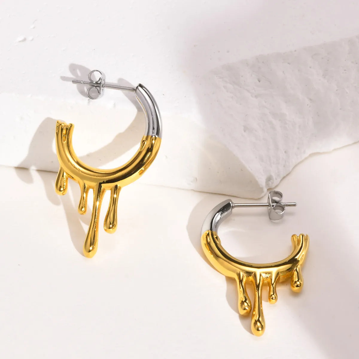 Fashion Water Droplets Stainless Steel Earrings Plating Stainless Steel Earrings