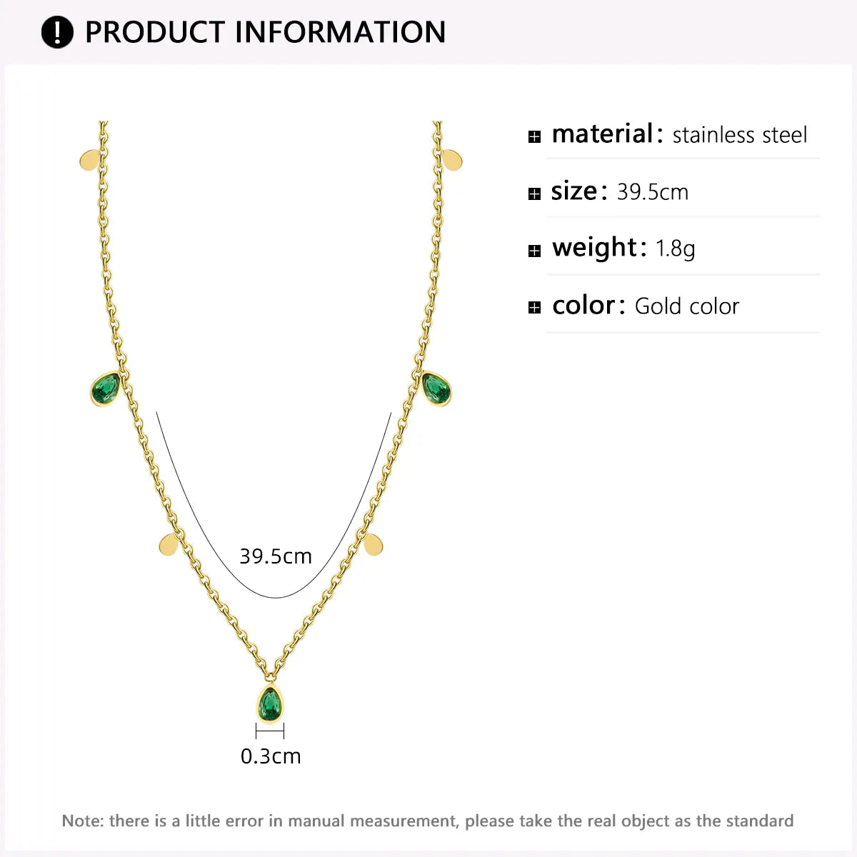 Fashion Water Droplets Stainless Steel Necklace Plating Zircon Stainless Steel Necklaces