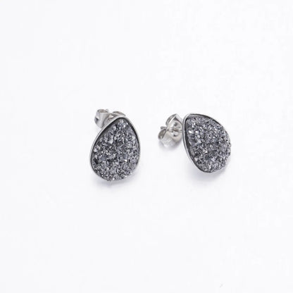 Fashion Water Droplets Stainless Steel Resin Stoving Varnish Women'S Ear Studs 1 Pair