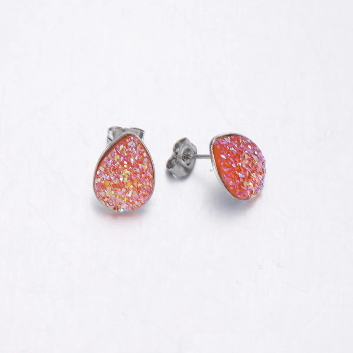 Fashion Water Droplets Stainless Steel Resin Stoving Varnish Women'S Ear Studs 1 Pair