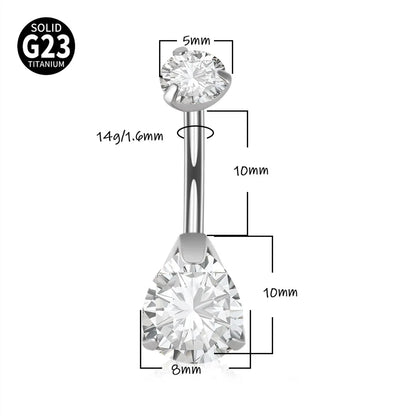 Fashion Water Droplets Titanium Inlay Zircon Unisex Belly Ring 1 Piece