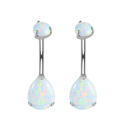 Fashion Water Droplets Titanium Inlay Zircon Unisex Belly Ring 1 Piece