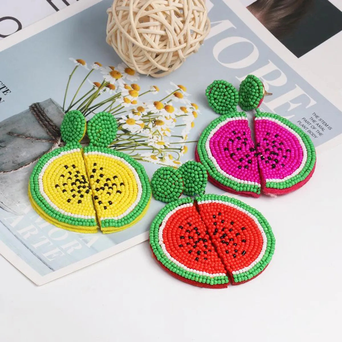 Fashion Watermelon Dragon Fruit Handmade Bead Earrings Nhjj149449