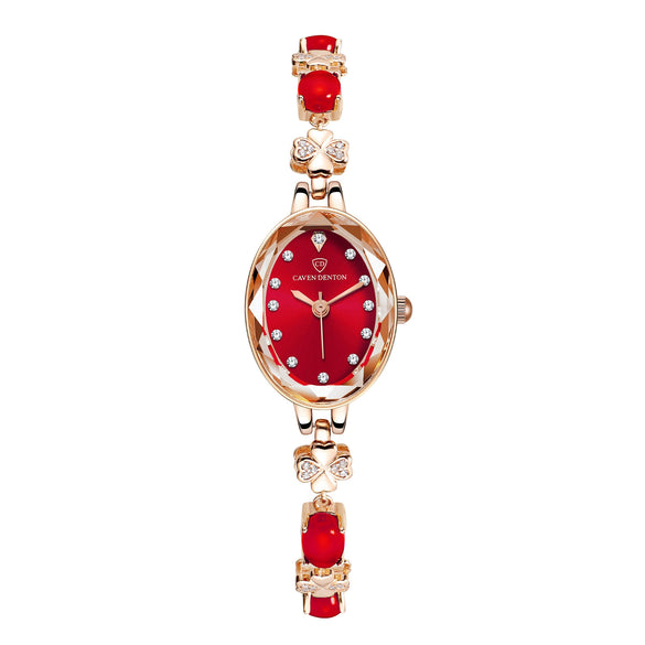 Fashion Waterproof Emerald Decorative Women's Quartz Watch With Alloy Case And Strap Oval Dial Mineral Reinforced Glass Mirror Stainless Steel Jewelry Buckle