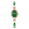 Fashion Waterproof Emerald Decorative Women's Quartz Watch With Alloy Case And Strap Oval Dial Mineral Reinforced Glass Mirror Stainless Steel Jewelry Buckle