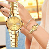 Fashion Waterproof Luminous Women's Steel Belt Quartz Watch With Double Calendar And Round Dial