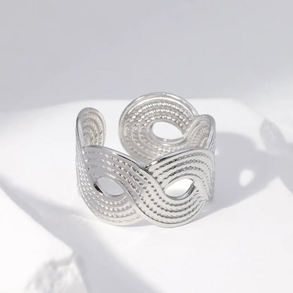 Fashion Waves Stainless Steel Criss Cross Open Ring