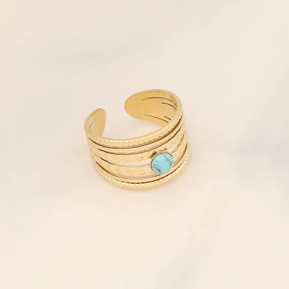 Fashion Waves Stainless Steel Inlay Open Ring