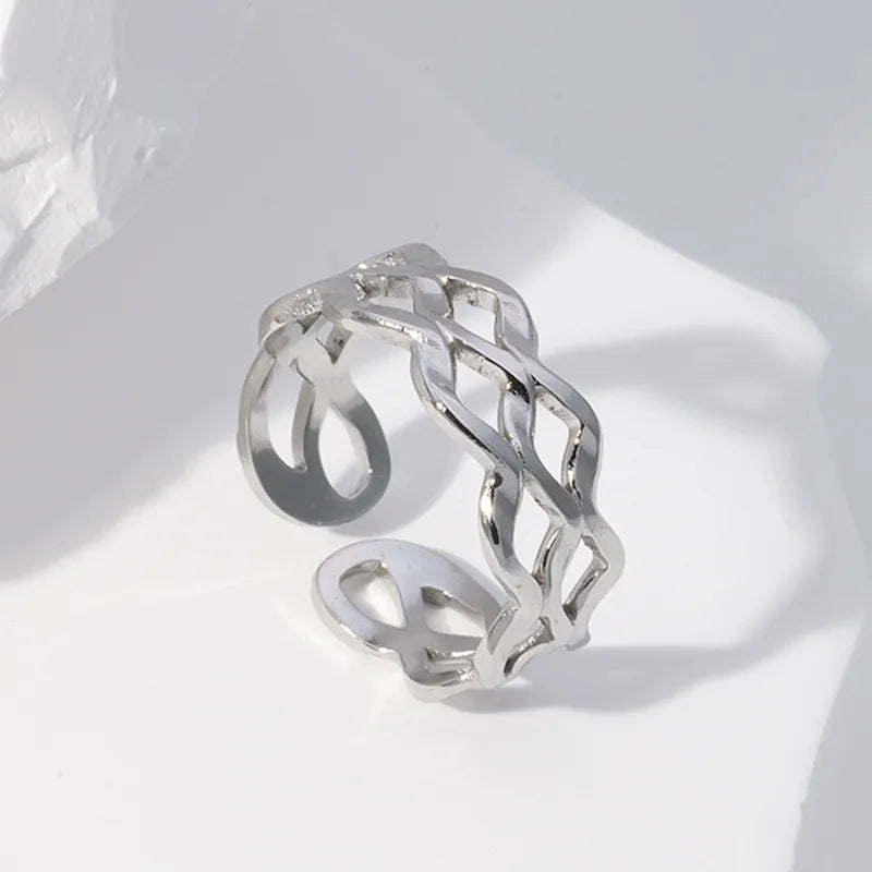 Fashion Waves Stainless Steel Plating Open Ring