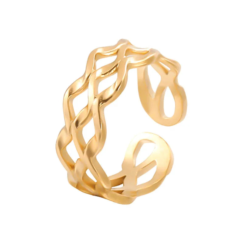 Fashion Waves Stainless Steel Plating Open Ring