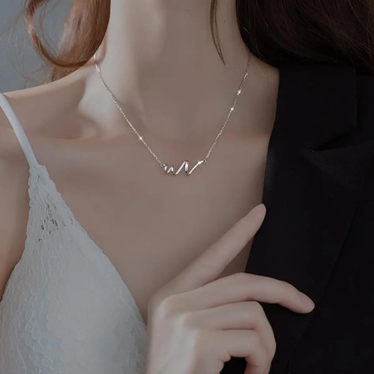 Fashion Waves The Answer Alloy Three-dimensional Artificial Diamond Women's Choker