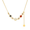 Fashion White Shell Five Petal Flower Pendant Long Tassel Chain Stainless Steel Gold Plated Women's Jewelry Necklace