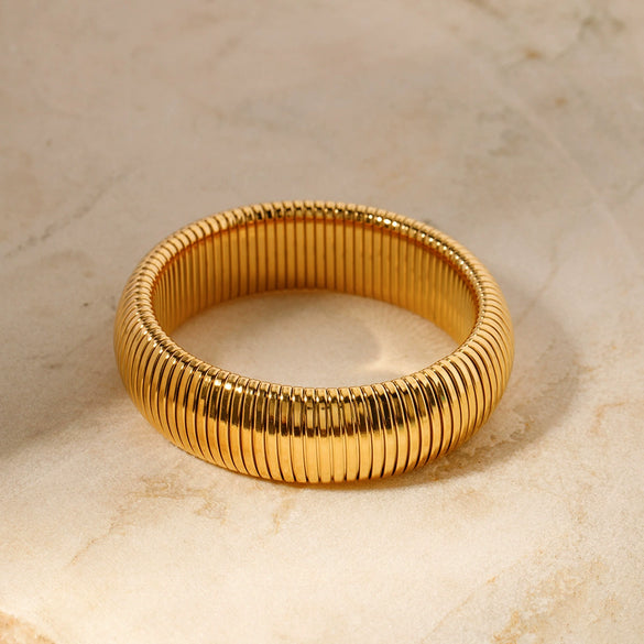 Fashion Widefaced Singlelayer Snake Chain Bracelet Stainless Steel Geometric Electroplated For Women