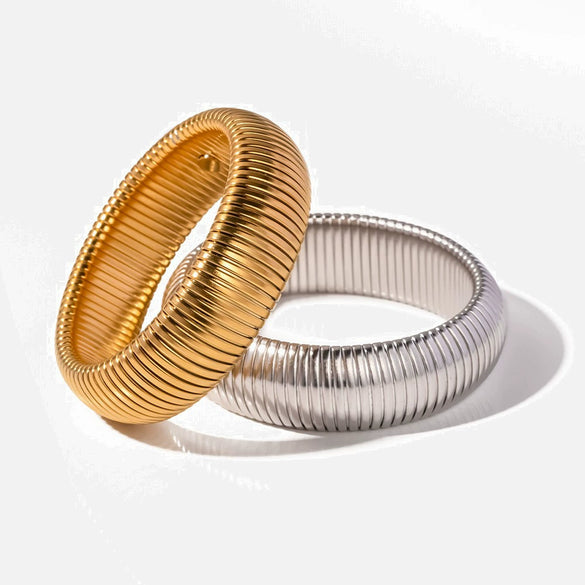 Fashion Widefaced Singlelayer Snake Chain Bracelet Stainless Steel Geometric Electroplated For Women