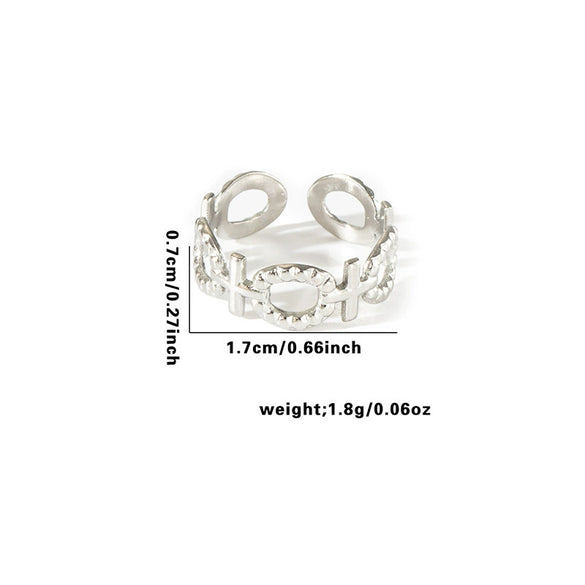 Fashion Widefaced Titanium Steel Open Ring For Women Geometric Drop Shape Electroplated