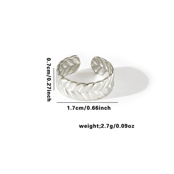 Fashion Widefaced Titanium Steel Open Ring For Women Geometric Drop Shape Electroplated