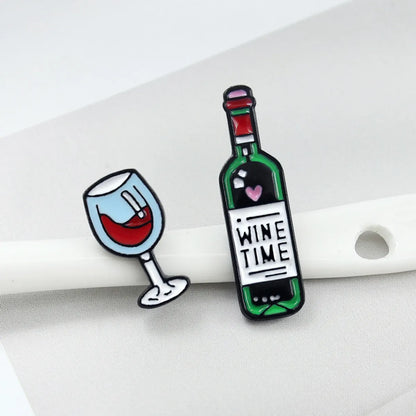 Fashion Wine Glass Wine Bottle Alloy Plating Unisex Brooches