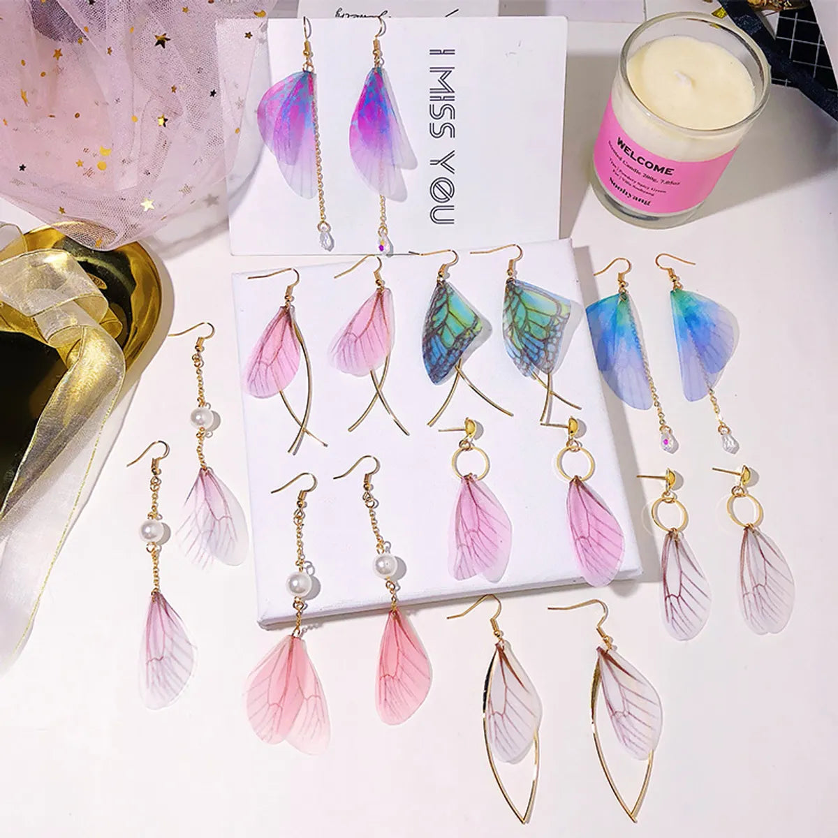 Fashion Wings Alloy Pearl Drop Earrings