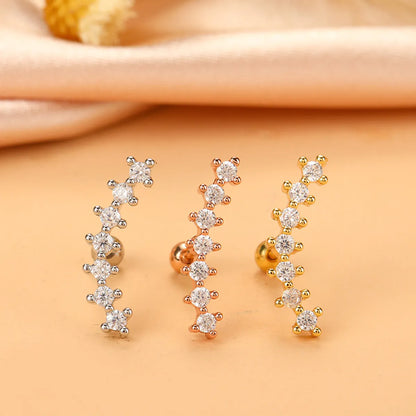 Fashion Wings Flower Stainless Steel Copper Plating Inlay Zircon Ear Studs 1 Piece