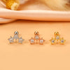 Fashion Wings Flower Stainless Steel Copper Plating Inlay Zircon Ear Studs 1 Piece