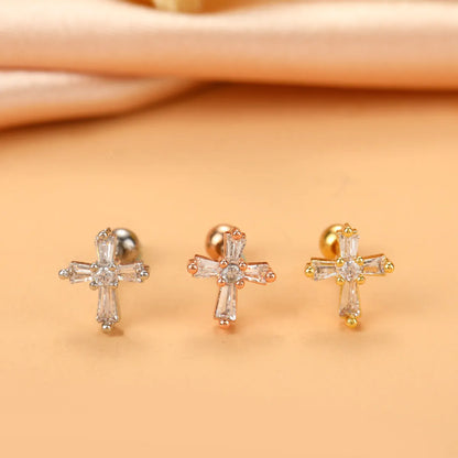 Fashion Wings Flower Stainless Steel Copper Plating Inlay Zircon Ear Studs 1 Piece