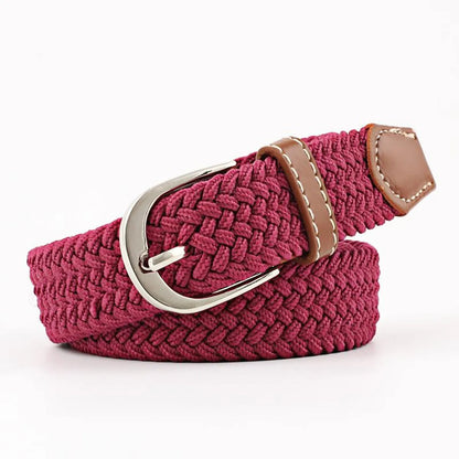 Fashion Woman Elastic Braided Pin Buckle Belt Strap For Jeans Multicolor Nhpo134266