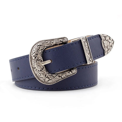 Fashion Woman Leather Metal Buckle Carved Belt Strap For Dress Jeans Nhpo134109