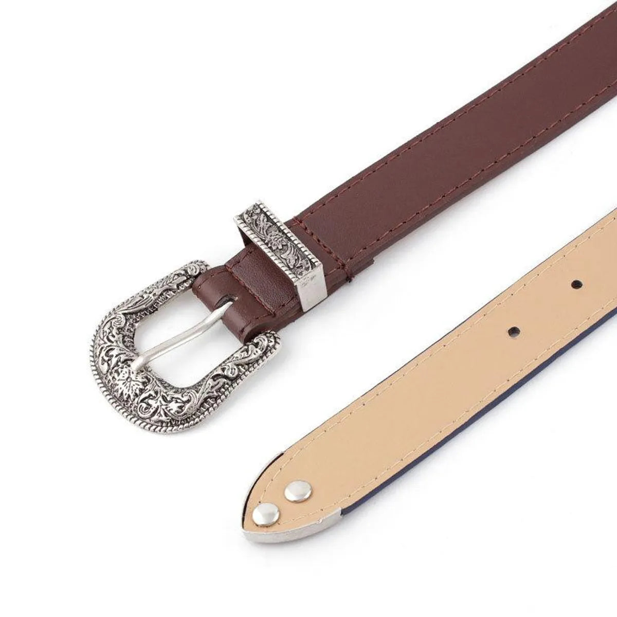 Fashion Woman Leather Metal Buckle Carved Belt Strap For Dress Jeans Nhpo134109