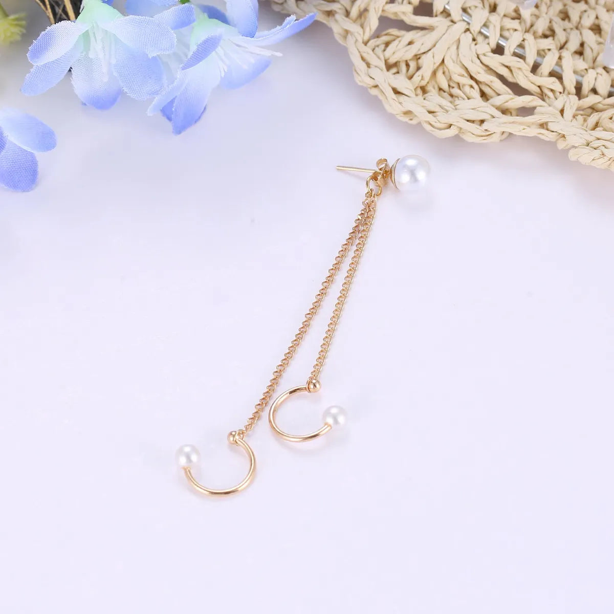 Wholesale Jewelry Simple Style Geometric Alloy Artificial Gemstones Inlaid Pearls Earrings Ear Studs