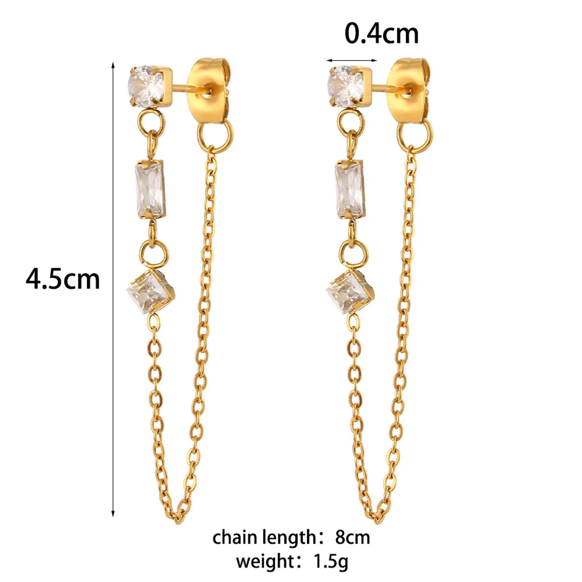 Lady Geometric Plating Stainless Steel Zircon Earrings