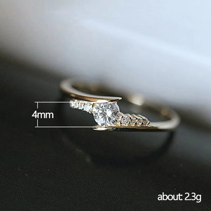 Fashion Women's Twisted Cross Winding Zircon Ring Copper Simple