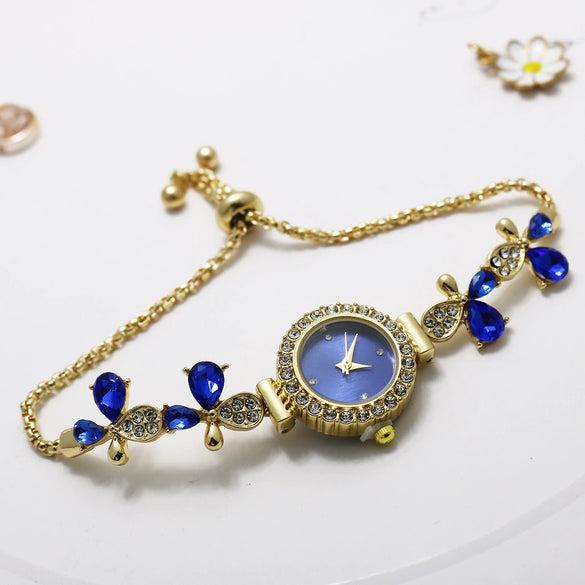 Fashion Women's Alloy And Stainless Steel Round Water Drop Shape Bracelet Watch