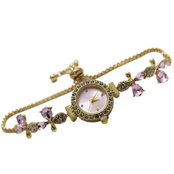 Fashion Women's Alloy And Stainless Steel Round Water Drop Shape Bracelet Watch