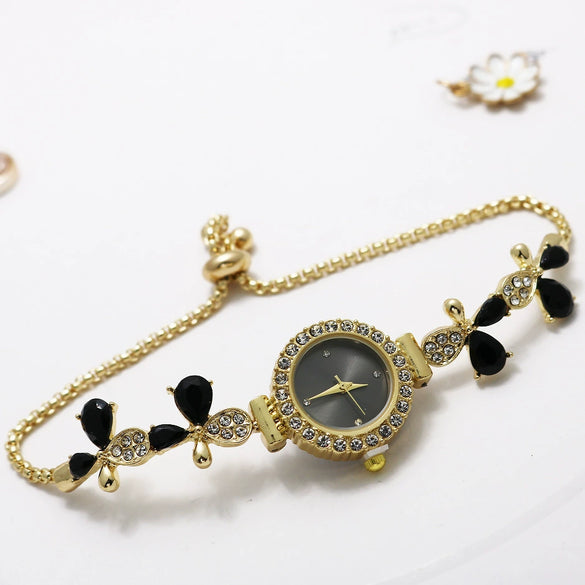 Fashion Women's Alloy And Stainless Steel Round Water Drop Shape Bracelet Watch
