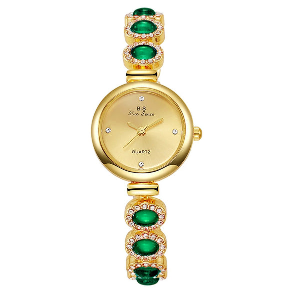 Fashion Women's Alloy Bracelet Watch With Round Dial And Diamond Inlay