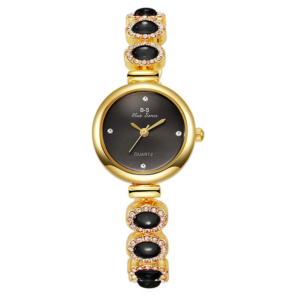 Fashion Women's Alloy Bracelet Watch With Round Dial And Diamond Inlay