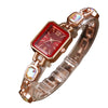 Fashion Women's Alloy Bracelet Watch With Square Dial And Colorful Gemstone