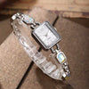 Fashion Women's Alloy Bracelet Watch With Square Dial And Colorful Gemstone