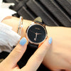 Fashion Women's Alloy Case Genuine Leather Belt Round Dial Rose Gold Thin Simple Watch