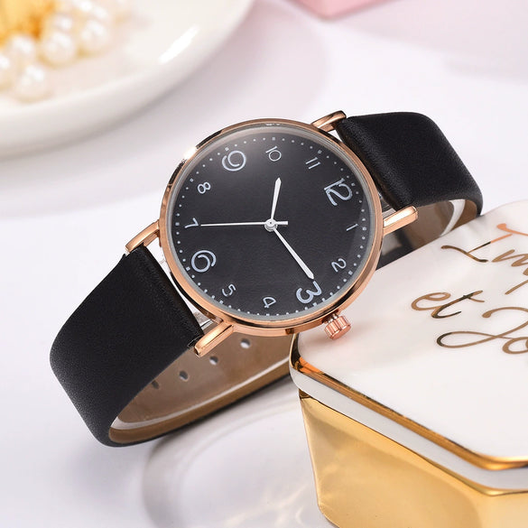 Fashion Women's Alloy Case Textile Strap Round Dial Glass Quartz Watch