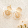 Fashion Women's Alloy Geometric Hollow Gold Wire Winding Ball Pearl Eardrop Ear Clip Earrings With Electroplating