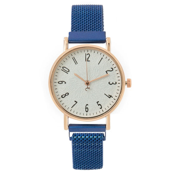 Fashion Women's Alloy Metal Strap Round Dial Quartz Watch With Magnet Strap