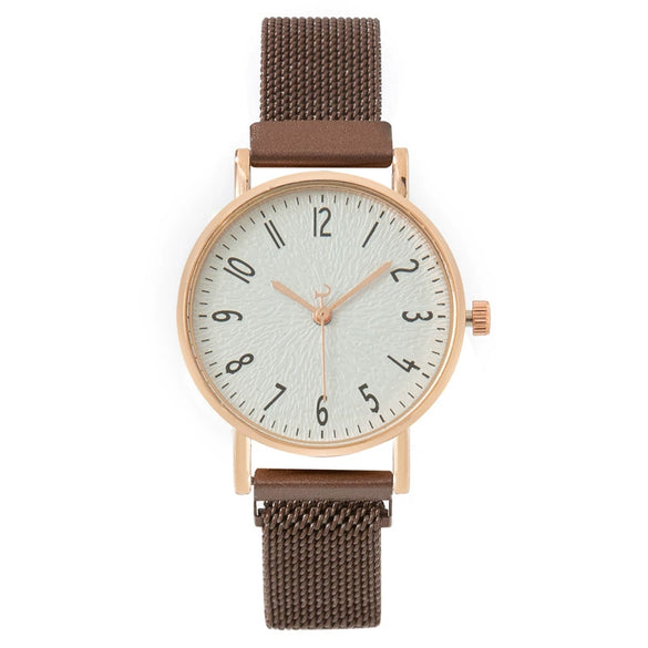 Fashion Women's Alloy Metal Strap Round Dial Quartz Watch With Magnet Strap