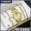 Fashion Women's Alloy Quartz Watch With Imitation Leather Strap And Stainless Steel Clasp