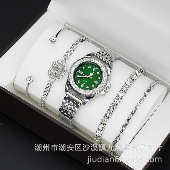 Fashion Women's Alloy Quartz Watch With Imitation Leather Strap And Stainless Steel Clasp