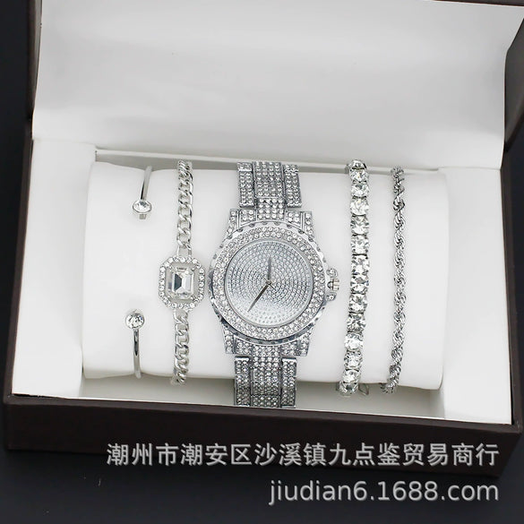 Fashion Women's Alloy Quartz Watch With Imitation Leather Strap And Stainless Steel Clasp