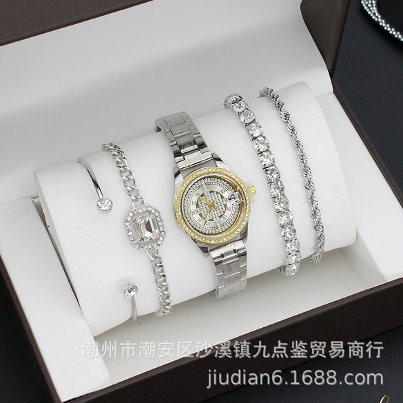 Fashion Women's Alloy Quartz Watch With Imitation Leather Strap And Stainless Steel Clasp