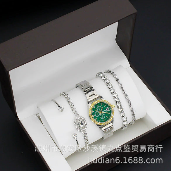 Fashion Women's Alloy Quartz Watch With Imitation Leather Strap And Stainless Steel Clasp